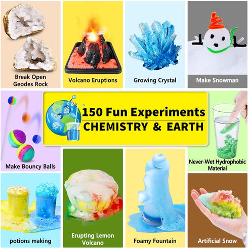 150 UNGLINGA Experiments Science Kits for Kids Boys Girls, S.T.E.M Kit Toys Gifts Ideas Birthday Christmas, Chemistry
