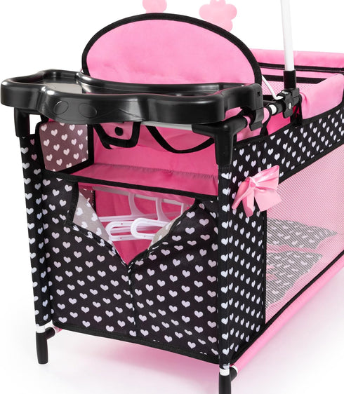 Bayer Design Dolls Multi Bed - Black, Pink, Hearts - Accessory Set for Dolls Up to 18"