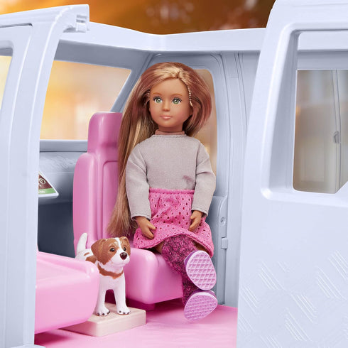 Lori Dolls Sweet Escape Luxury SUV Vehicle for Mini Dolls, Large Pink Car for 6-inch Dolls with Sounds & Lights