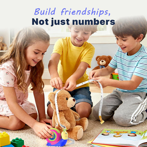 8ft 3+, Tape Measure for Kids, STEM Educational Tool with Level, Protractor and Eraser, Retractable Snail Shaped