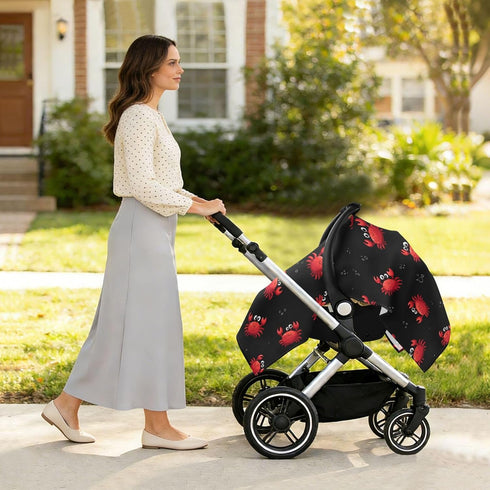 Mazeann Red Crab Sea Black Car Seat Cover Baby Breathable Soft Infant Carseat Covers Canopies Babies Carrier Covers