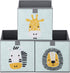 Navaris Kids Storage Cubes Set of 3, 11x11x11 Fabric Organizer Bin with Animal Designs in Mint Green