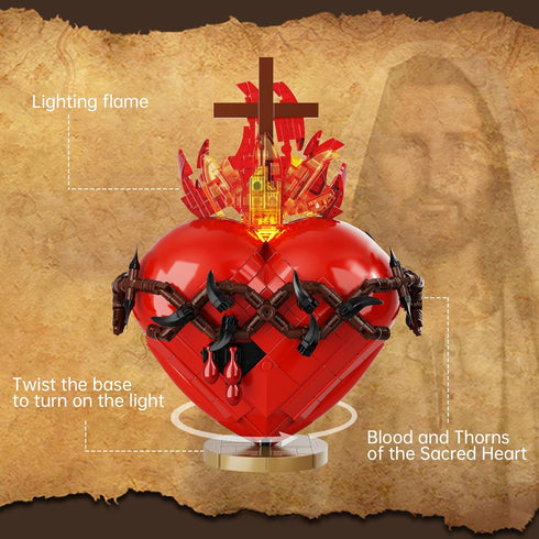 Set,Sacred Women(667 VONADO Jesus Heart Building Heart Model Compatible with Lego,Bible Themed Christian Decorative