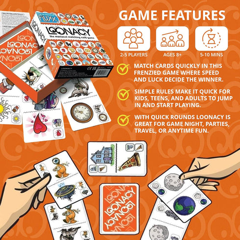 Loonacy Card Game, Maniacal Matching for 2-5 Players