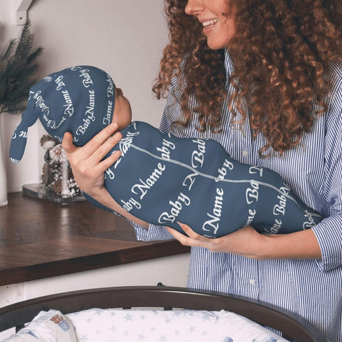 Set Custom Baby Swaddle Blanket & Hat for Boy Girl Personalized Name Customizable Newborn Swaddle Customized Baby Items