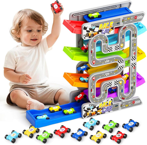 aotipol Toddler Toys for 2 3 Year Old Boy Girl, Double-Track Car