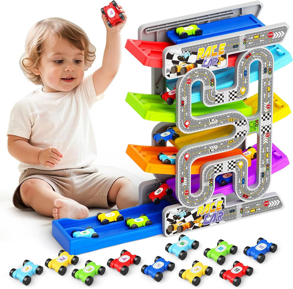 aotipol Toddler Toys for 2 3 Year Old Boy Girl, Double-Track Car
