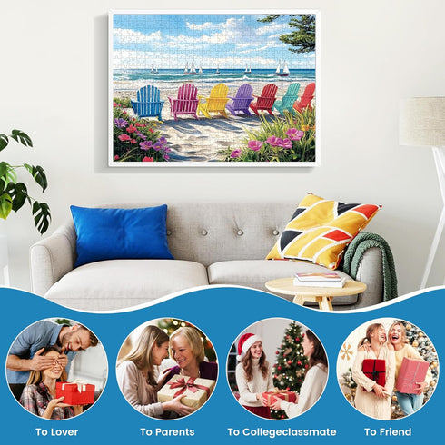 Nitktaia 500 Summer Sailboat Women,20.5 15In Piece Puzzles for Adults,Hawaiian Beach Rainbow Chair Puzzle for Adults