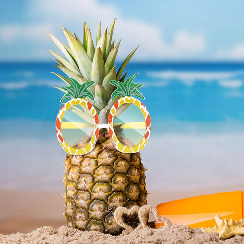 Weewooday 3 Pairs Tropical Pineapple Sunglasses, Novelty Fruit Shape Glasses for Hawaiian Luau Party