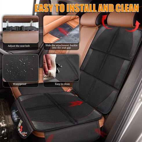 Car Seat Protector, 2 Pack, Thickest Padded 600D Fabric, Waterproof, Durable, Anti Slip Backing for Child Seat