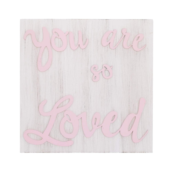 NoJo Little Love You are so Loved Pink and White Square Wood