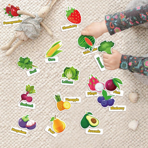 90 Felt Pieces Fruit Vegetable Felt Flannel Board Pieces - Educational Learning Toys for Kids Interactive Storytelling