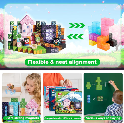 200 3 4 5 6 7 8 9 10 GraceDuck Magnetic Blocks - PCS Build Dark Adventure Forest Castle - Magnetic Toys for Montessori