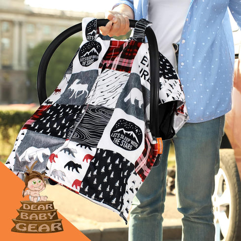 Cozy 38" 27" Dear Baby Gear Car Seat Blanket - Infant Carseat Canopy & Winter Covers - Baby Car Seat Cover for Girls