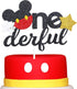 Glitter Mouse Theme Onederful First Birthday Cake Topper - Mouse One Birthday Party Supplies Decor