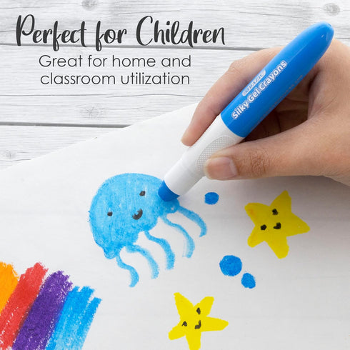 12 (12/Pack), 1-Pack BAZIC Jumbo Silky Gel Crayons Color, Washable Blendable Non Toxic Watercolor Crayon for Coloring