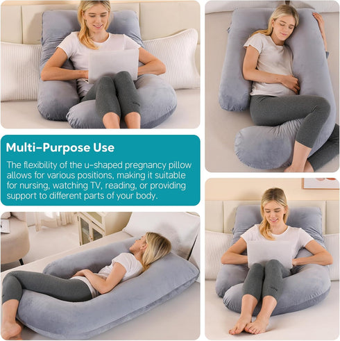 Wodsfay 57 Inch U-Shaped Pregnancy Pillow for Sleeping, Full Body Support for Back, HIPS & Belly - Maternity Pillow
