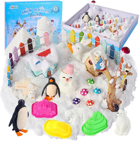 FIIOEOY Snow Sensory Bin, Play Sand Art Kit for Kids with Sensory Sand,