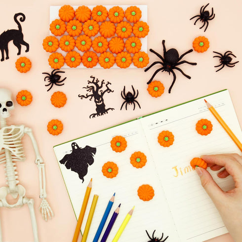 Pumpkin Erasers for Kids, 70pcs Halloween Mini Erasers Bulk for Classroom Prizes, Game Reward, Goody Bag Filler