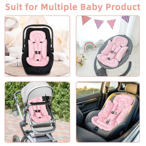 Car Seat Head Support Baby, Soft Infant CarSeat Insert with Strap Covers for Girls, Newborn Insert for carseat