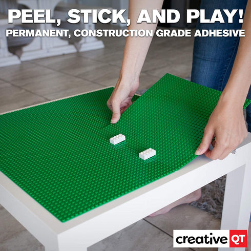 Creative QT MakerBase Green, 4 Pack, 10”x10” Peel-and-Stick Toy Building Blocks Baseplates