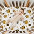 Pigsaly 27x39 Inch Crib Sheets Funny Flowers Hearts Yellow Bees Baby Sheet for Standard Crib Mattress Boys Girls