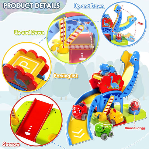 1 2 4 12-18 1st 1-3 Marstone Toddler Toys Year Old Boy Gifts: Dinosaur Slide with Animal Cars Educational Baby Toys