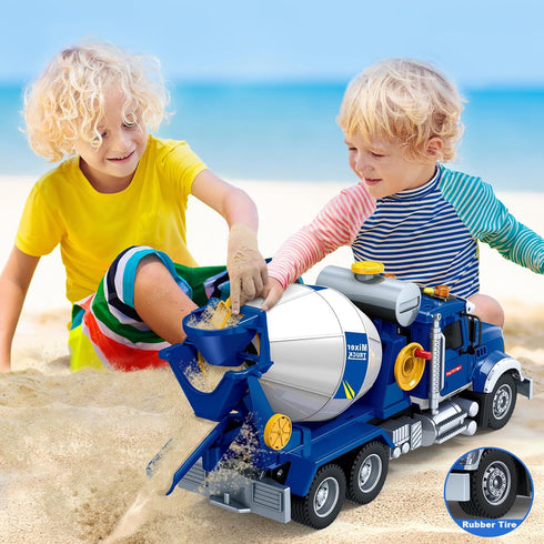 3 4 5 6 SpringFlower Toddler Trucks Toy, Large Mixer Truck Toy with Lights & Sounds, Truck Vehicle Boy Toy for Year Old