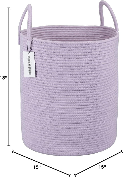 XUANGUO Rope Laundry Basket Hamper for Clothes Woven Storage Basket for Living Room Bedroom Boho Tall Rope Baskets