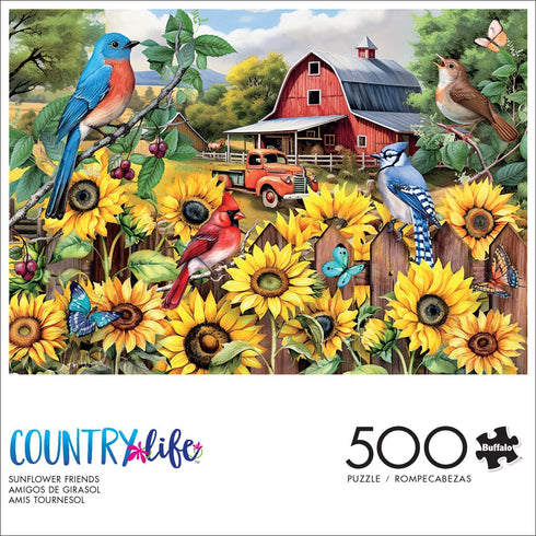 Buffalo Games - Tom Wood - Sunflower Friends - 500 Piece Jigsaw Puzzle for Adults Challenging Puzzle Perfect for Game Nights - Finished Puzzle Size is 21.25 x 15.00