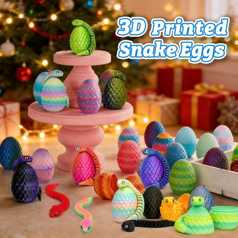 Binvin 32PCS 3D 3D 8-12 (32PCS) Printed Snake Toy, Easter Basket Stuffers Mini Mystery Crystal Egg Fidget Toy, Printed