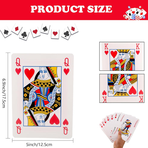 3 Pack Jumbo Playing Cards Oversized Deck of Playing Cards Large Poker Cards for Family Party Game BBQ Casino Party Decorations (7 x 5 Inch)