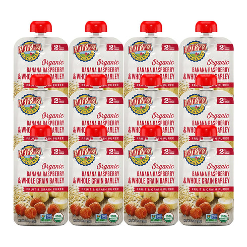 Earth's Best Organic Baby Food Pouches, Stage 2 Fruit and Grain Puree for Babies 6 Months and Older, 3.5 oz Resealable