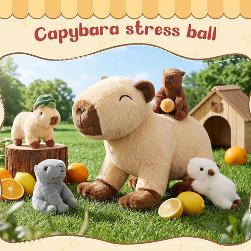 5-in-1 15.75'' Mommy 4 Set, Capybara Stuffed Animals with Babies Inside, Capybara with Cute Babies Plush Pillow
