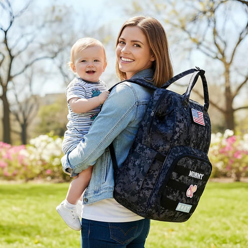 Backpack Backpack MOMMY Camo Diaper Bag for Dad and Mom with USB Charging Port Stroller Straps and Insulated