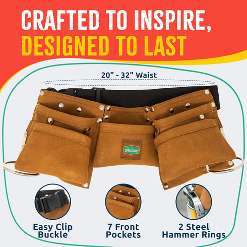 SparkJump Kids Brown Tool Belt, Adjustable Tool Belt for Toddlers and Kids, Dress-Up Construction Costume for DIY