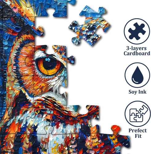 PICKFORU Owl Puzzles 1000 Pieces - Hard Impossible Jigsaw Puzzles Owl Painting, Challenging Decor