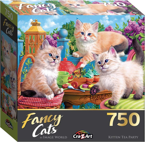 RoseArt - Fancy Cats - Kitten Tea Party - 750 Piece Jigsaw Puzzle for Adults