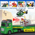 3 4 5 6 7 23" Bstoyder Toddler Boy Toys for Years Kids, Semi Flatbed Truck Toy with a Dinosaure Truck, Friction Powered