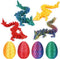 VivaNova 4 Pack 3D Printed Easter Dragon Eggs, Prefilled Easter Eggs with Articulated