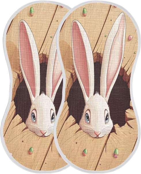 Set 1, Easter Bunny Ears Muslin Baby Burp Cloths of Super Soft & Absorbent Burping Rags, Cotton Burp Clothes Shower