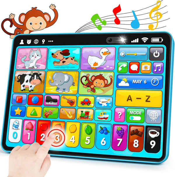 Peacurh Trilingual Learning Toy Tablet with Music & Sound, Montessori Speech Musical Therapy