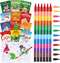 Funrous 24 Pcs Bulk Christmas Coloring Books with 24 Stackable Crayons Set