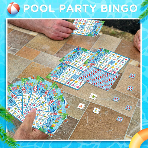 Liliful 35 Pcs Pool Party Bingo Games for 24 Players, Summer Bingo Cards for Beach Party Fun