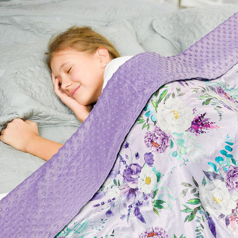50 60 Inch, Toddler Blanket x Large Baby Blanket for Kids, Super Soft Warm Minky with Dotted Backing, Purple Floral