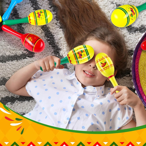 Hungdao Wooden Maracas for Boys and Girls, 12 Pcs Mini Noisemakers for Cinco De Mayo Fiesta Party Favors Supplies