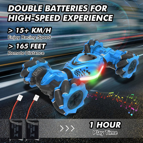 RC Car Gesture Sensing Stunt Car - 2.4GHz 4WD Off-Road Toy for Boys and Girls Ages 6-12 with Lights and Music