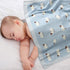 mimixiong Baby Blanket, Knit 100% Cotton Toddler Blankets for Boys and Girls, Cute Sheep, Size 30 x 40 Inches Blue