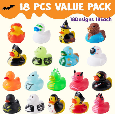 18 JOYIN PCS Halloween Rubber Ducks, Halloween Ducks for Halloween Party Favors Decorations, Rubber Duckies Baby Bath