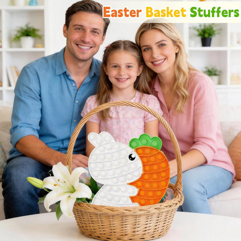 Woplagyreat Easter Fidget Toys, Bunny Carrot Easter Basket Stuffers for Kids Toddler,Puzzle Bubble Sensory Popper